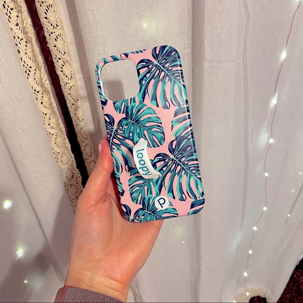 iPhone 12/12 Pro Loopy Case Pink Monstera